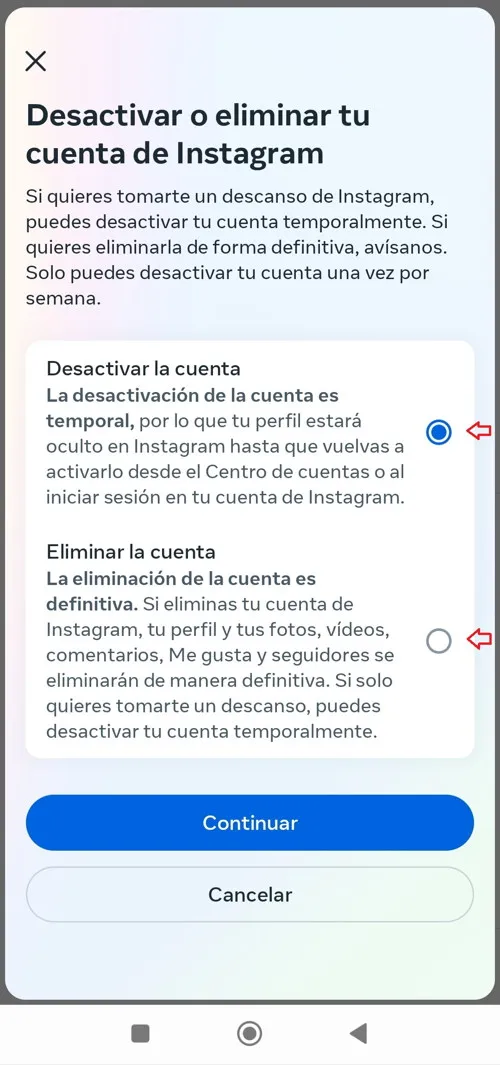 cómo borrar una cuenta de instagram