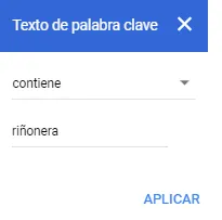 texto de palabra clave filtro