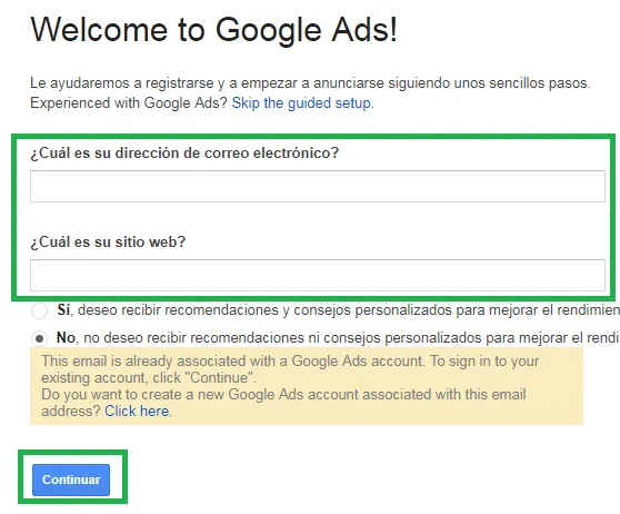 crear cuenta google adwords