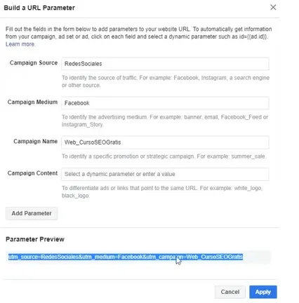 Configuracion Parametros de URL